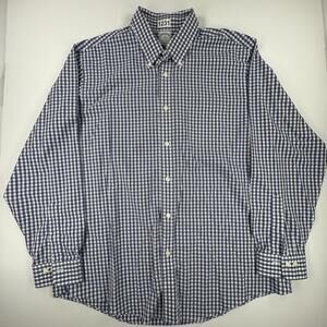 Brooks Brothers Dress Shirt Mens XL Blue Gingham Regent 1818 Non Iron Cotton LS